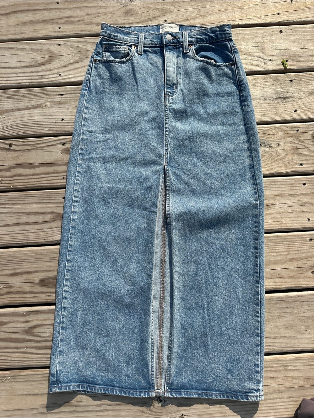 Universal Thread Light Blue Denim Maxi Skirt with Front Slit